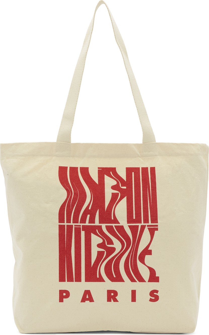 Maison Kitsune Off-White Wavy Logo Tote