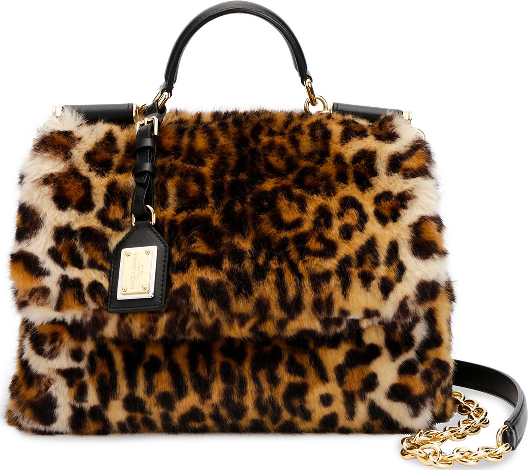 Dolce & Gabbana Sicily Medium Leo Pellicciotto Faux-Fur Satchel Bag