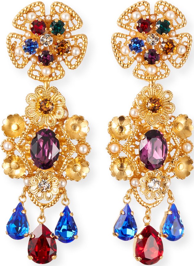 Dolce & Gabbana Crystal Pear-Dangle Earrings