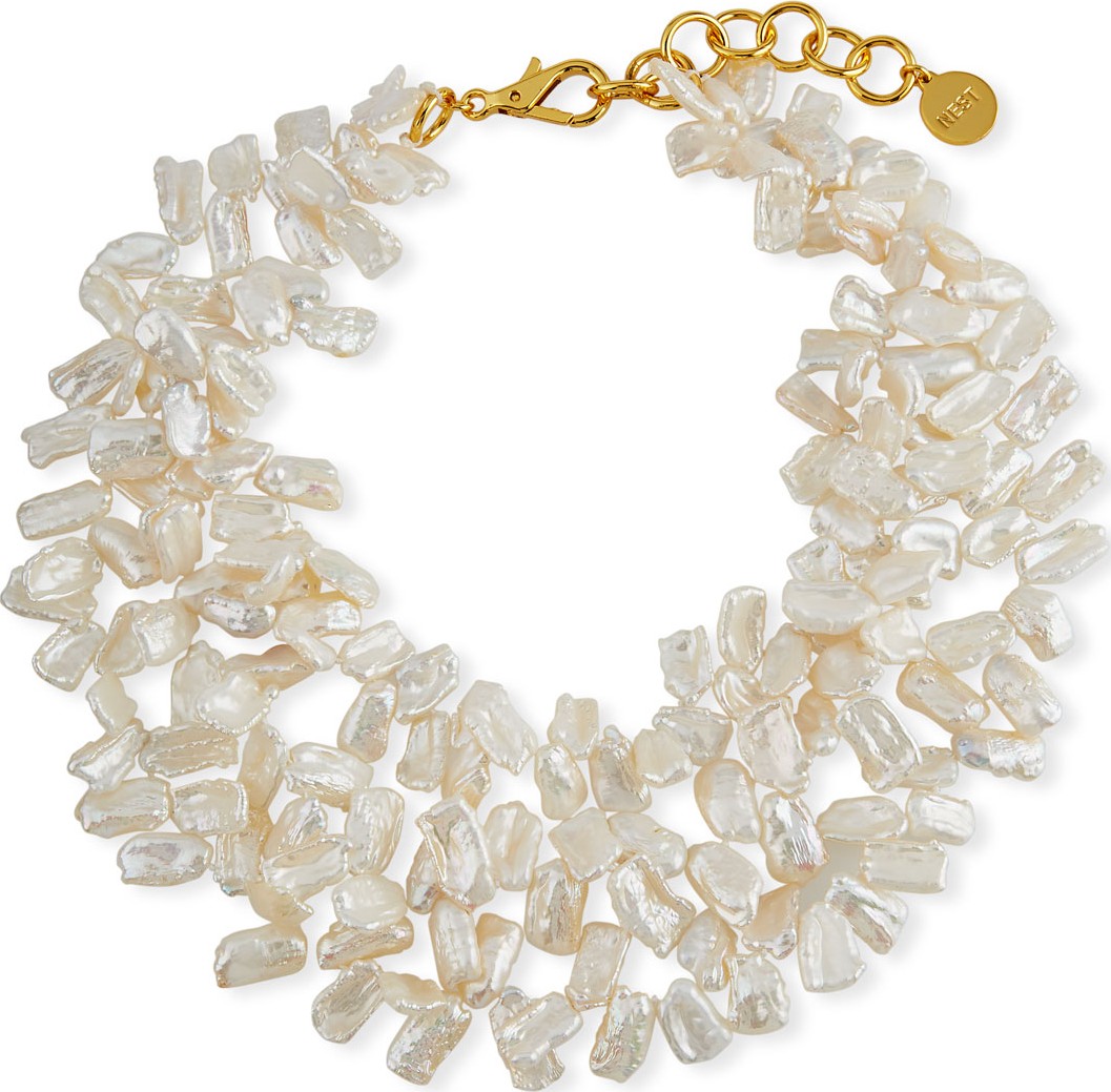 NEST Jewelry Pearl Cluster Statement Necklace