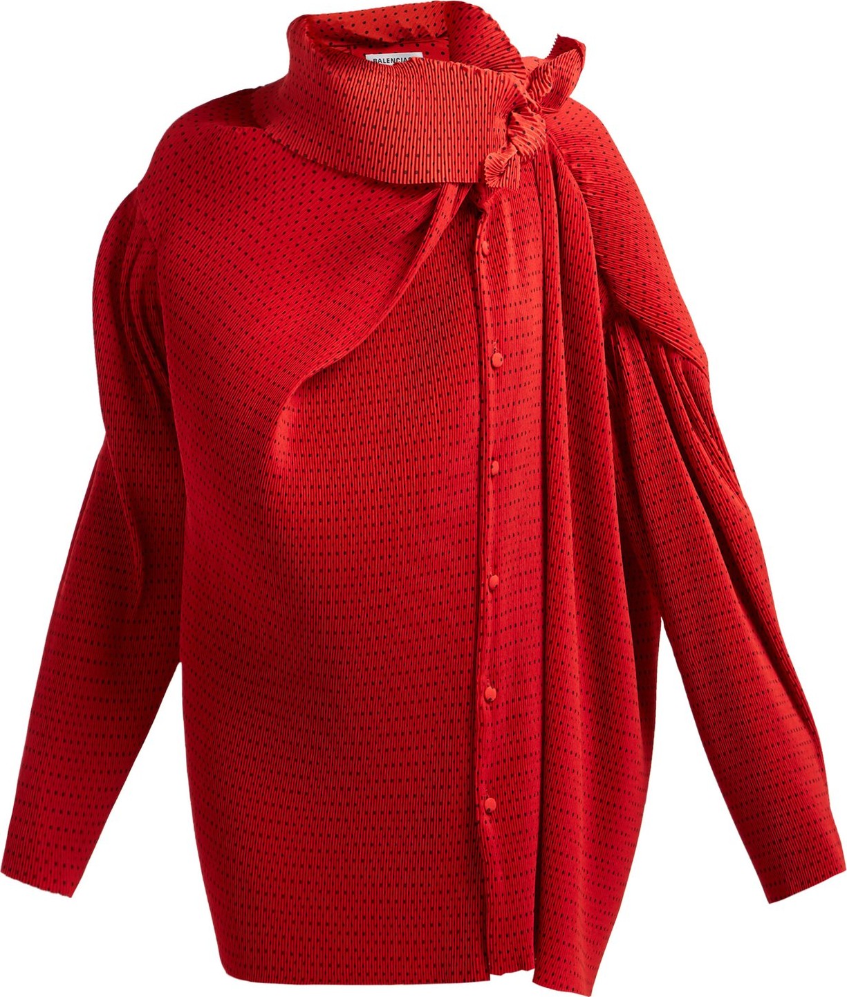 Balenciaga Draped dot-print blouse