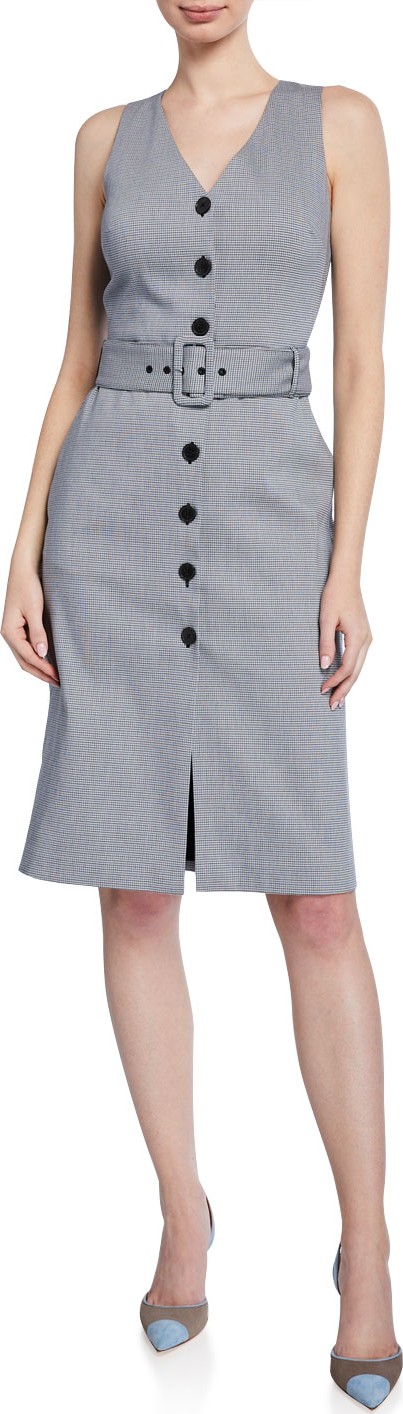 Club Monaco Pritha Plaid Button-Front Sleeveless Dress