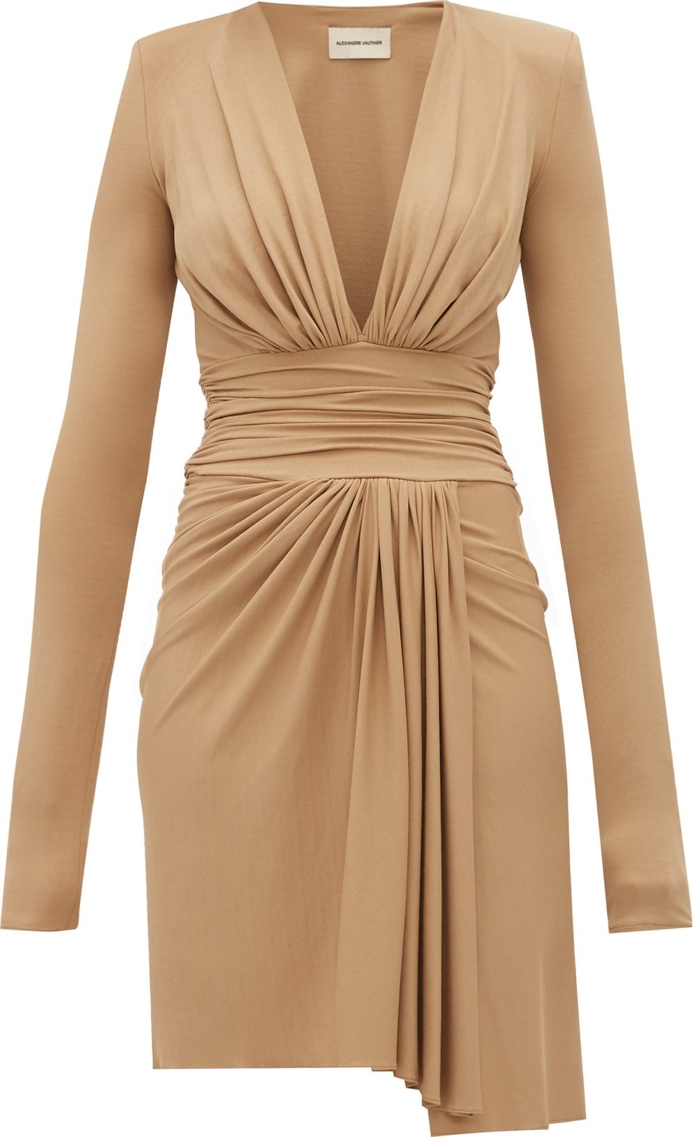 Alexandre Vauthier Draped plunge-neckline crepe dress