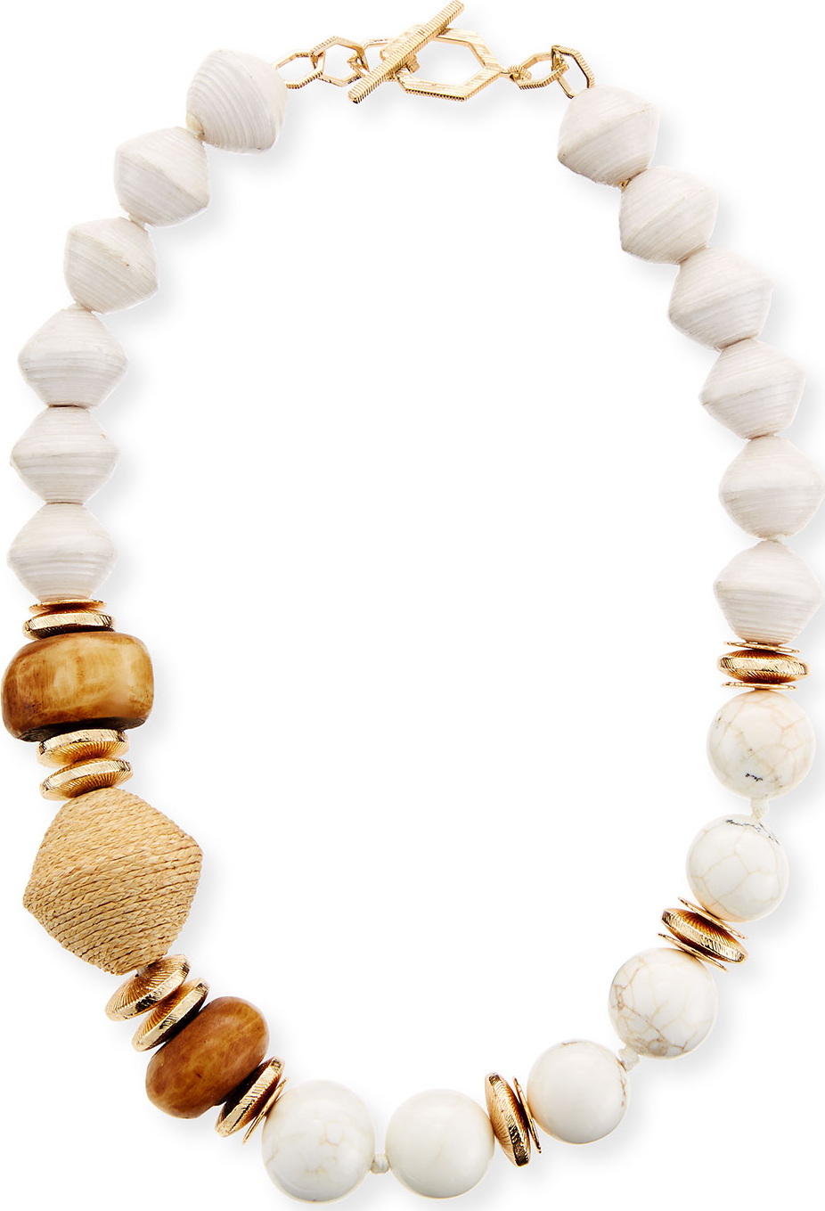 Akola Bone & Raffia Beaded Short Necklace