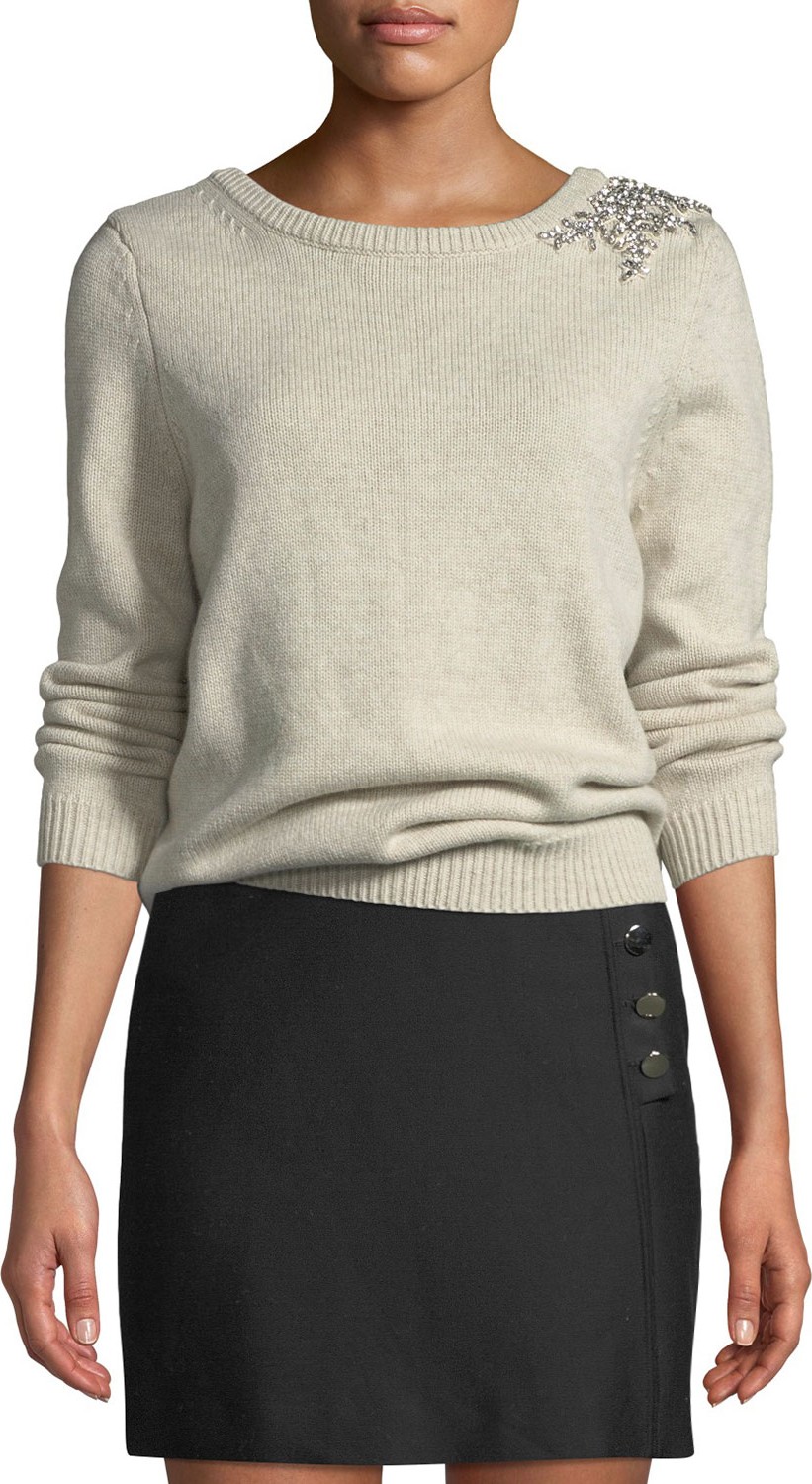 ba&sh Ourea Embellished Boat-Neck Wool Sweater