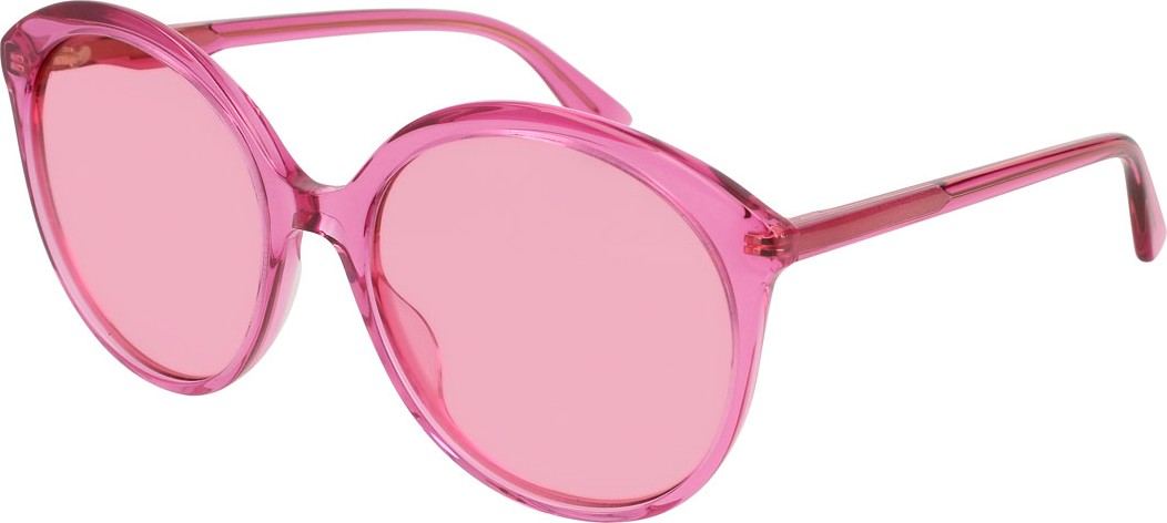 Gucci Semi-Transparent Round Acetate Sunglasses, Fuchsia