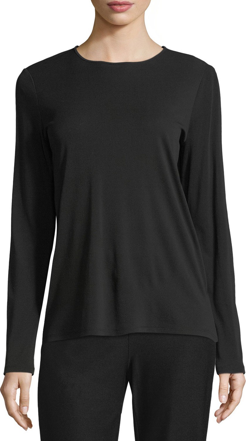 Eileen Fisher Crewneck Stretch Silk Jersey Top