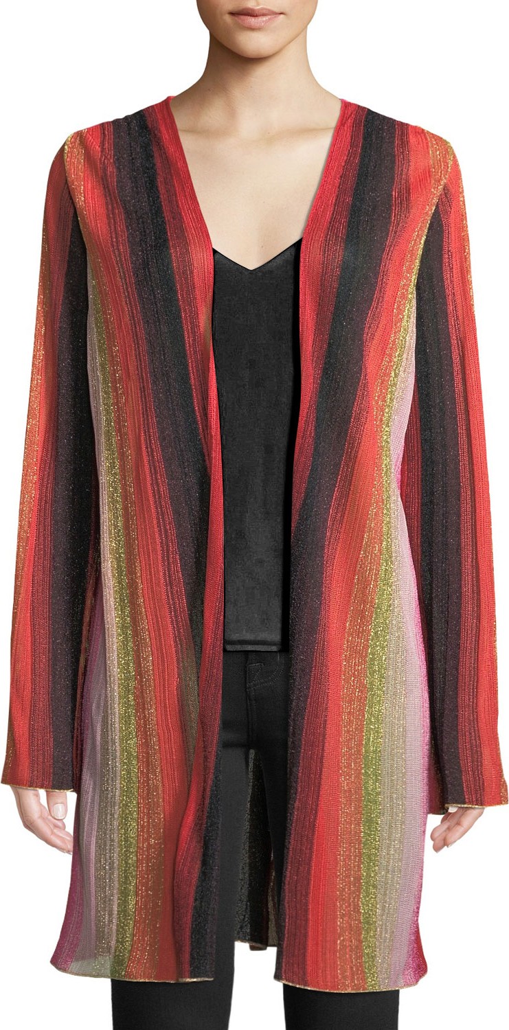 M Missoni Metallic-Stripe Long-Sleeve Cardigan