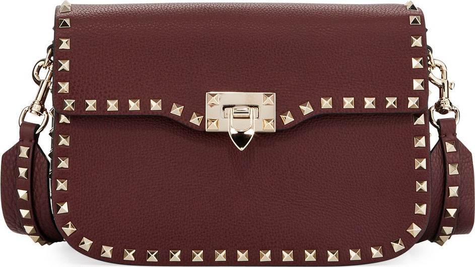 Valentino Rockstud Medium Leather Saddle Shoulder Bag