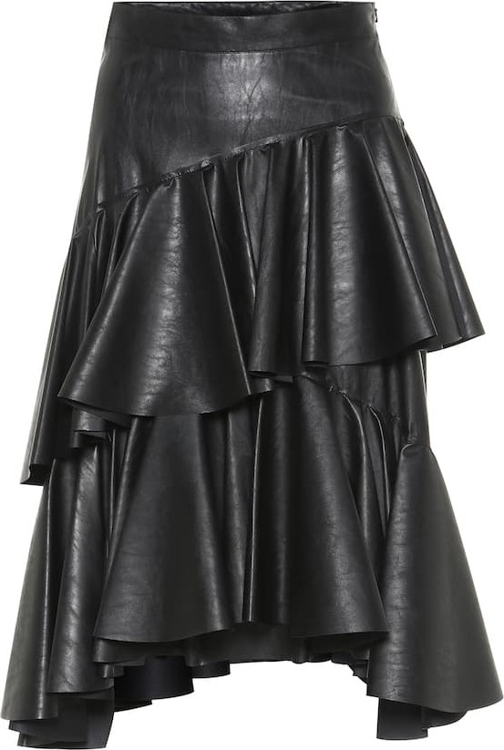 Philosophy Di Lorenzo Serafini Ruffled faux leather midi skirt