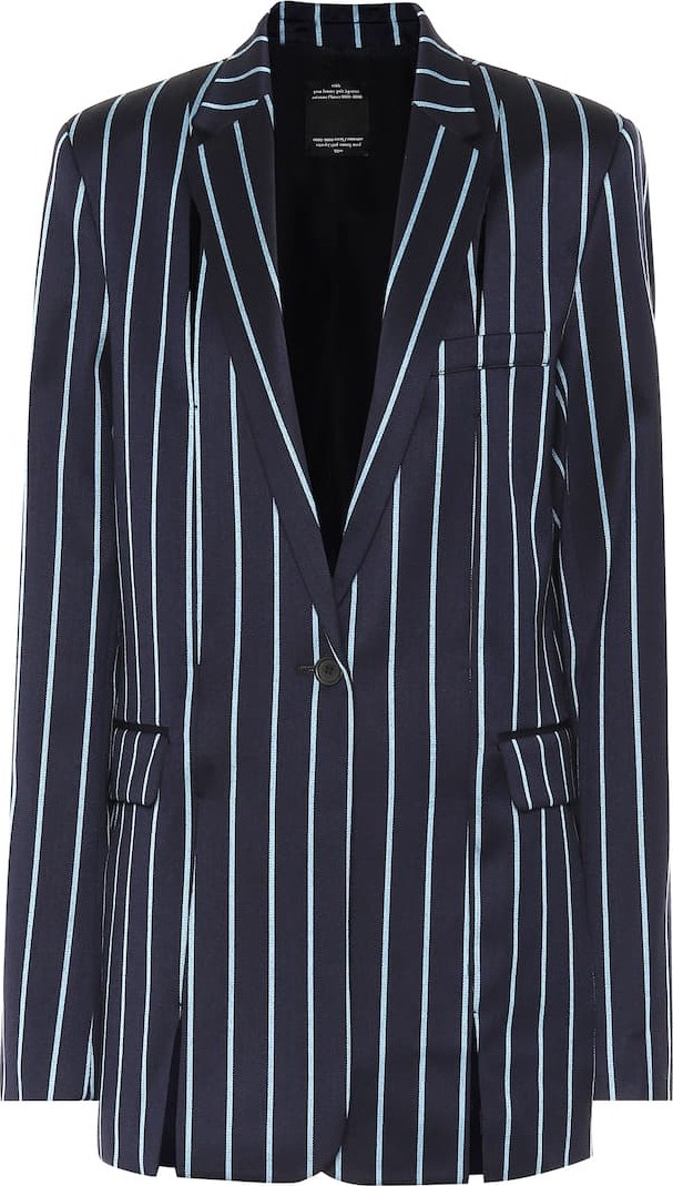 Rokh Striped wool and cotton blazer