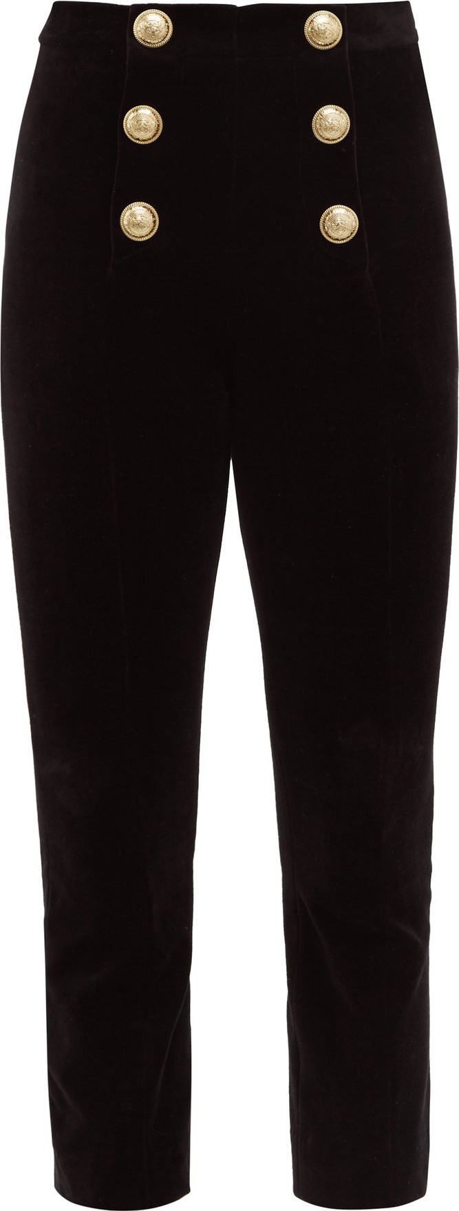 Balmain Buttoned velvet kick-flare trousers