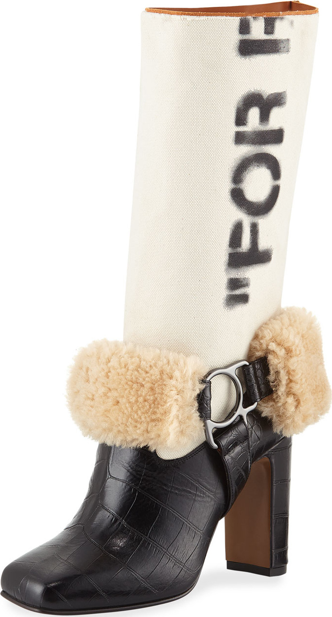 Off White For Riding Mixed Media Boots