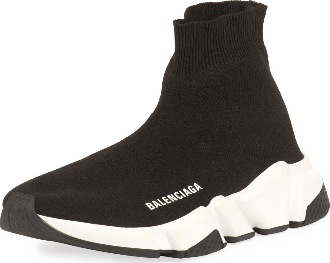 Balenciaga Stretch-Knit High-Top Trainer, Noir