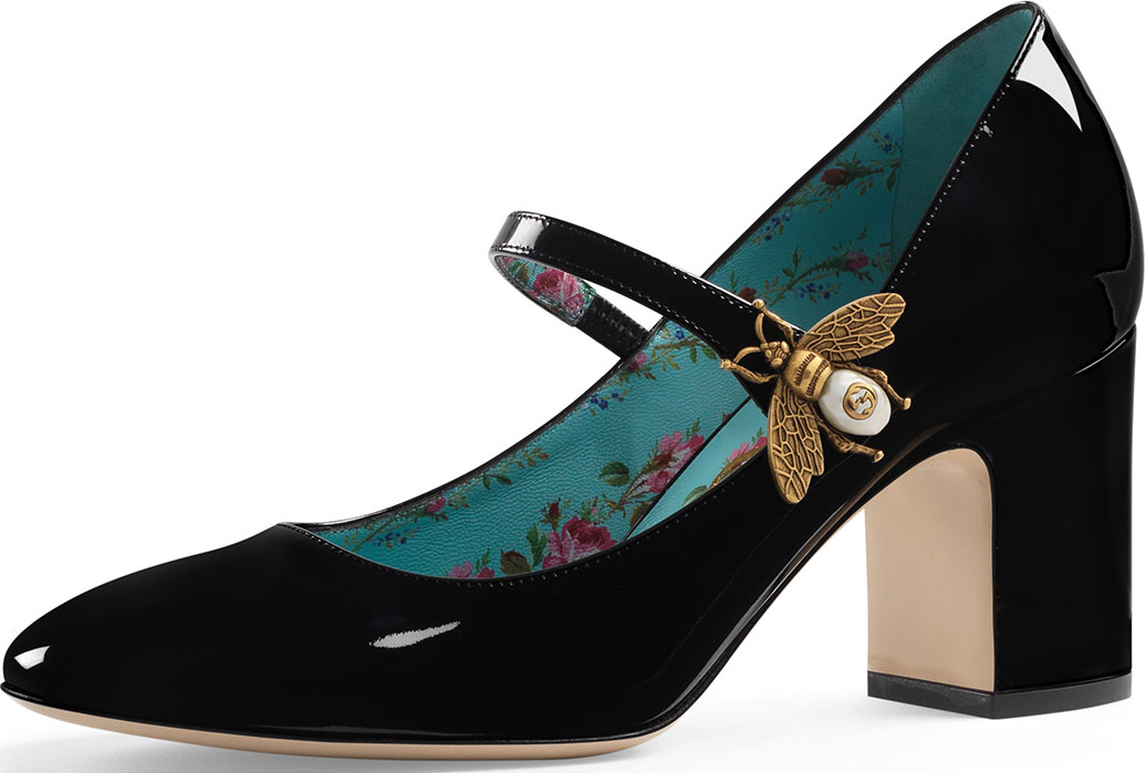 Gucci Mary Jane Bee Patent Pump