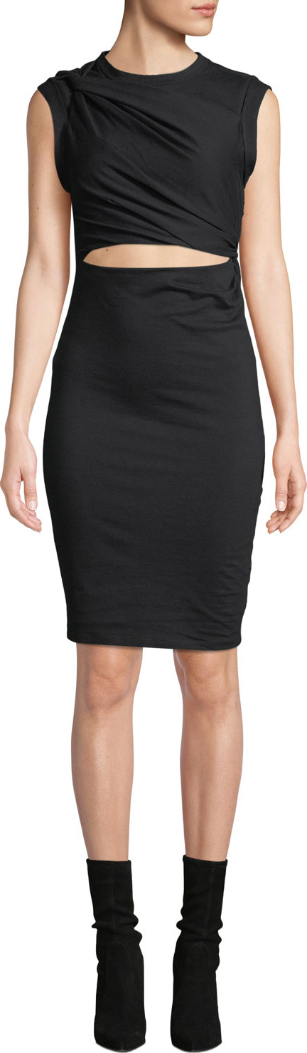 T By Alexander Wang Twisted Cutout Fitted Sleeveless Jersey Dress