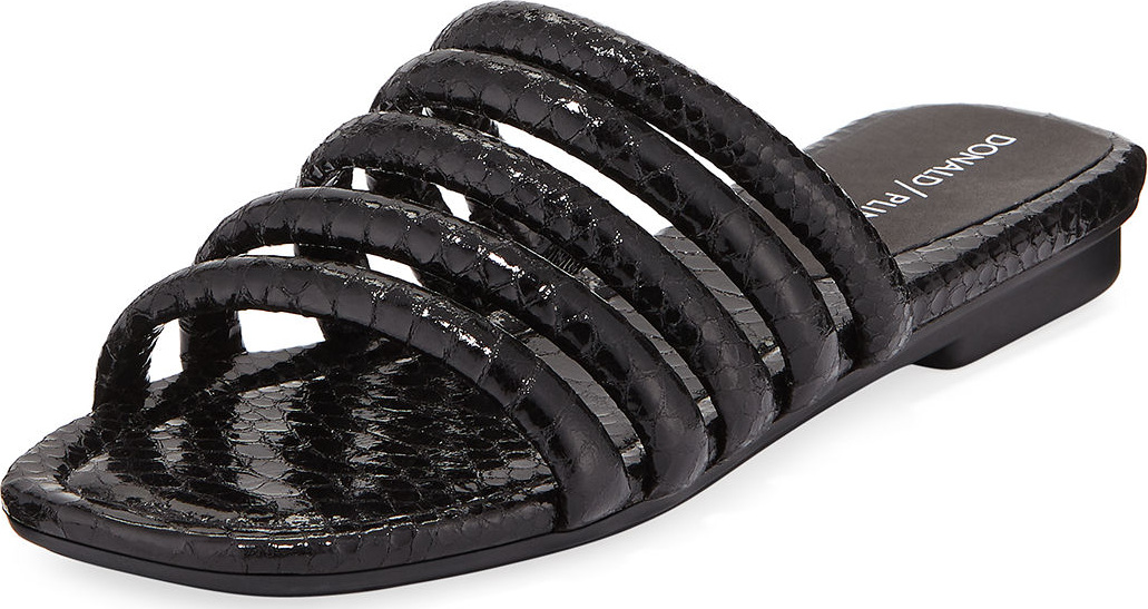 Donald J Pliner Kip Banded Python-Embossed Slide Sandal