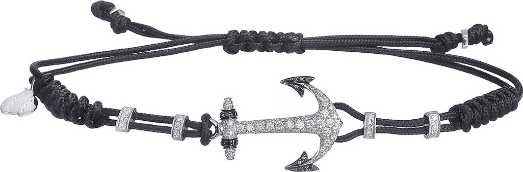 Pippo Perez 18k White Gold Diamond Anchor Pull-Cord Bracelet
