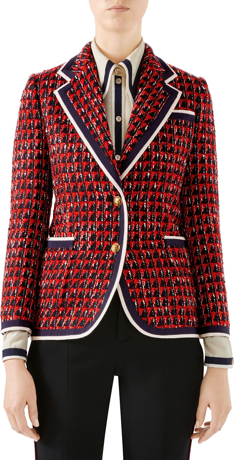 Gucci Geometric Tweed Blazer Jacket