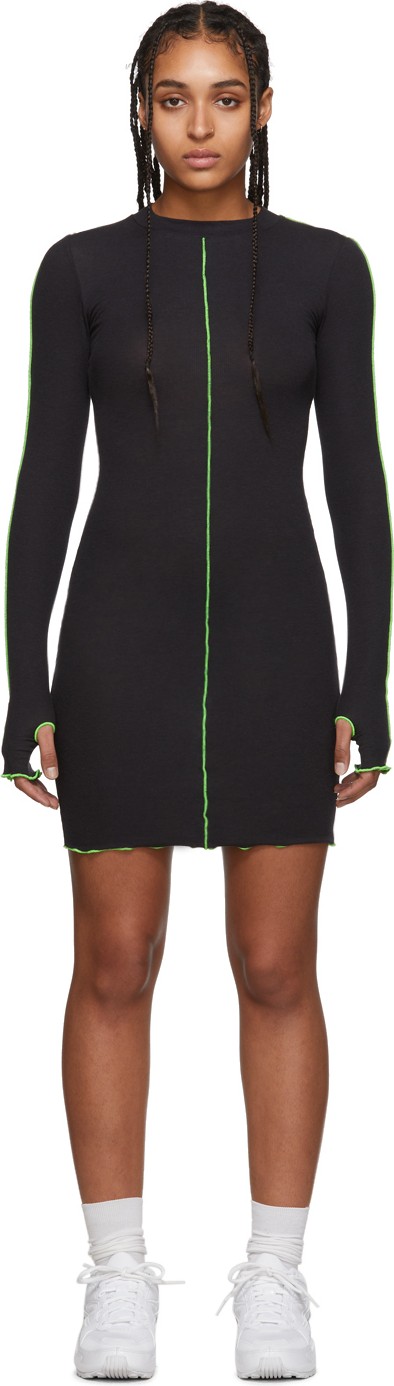 Heron Preston Black Lyocell Frill Dress