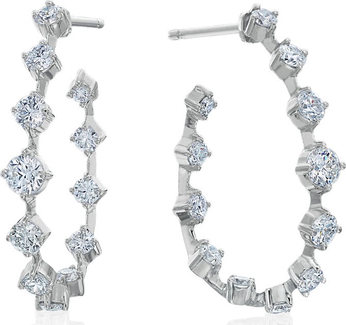 Maria Canale Pear-Shaped Wire Hoop Earrings with Diamonds