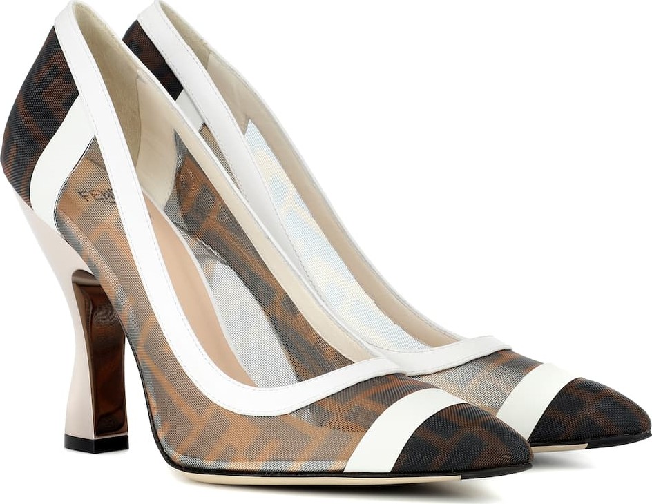 Fendi Leather-trimmed pumps