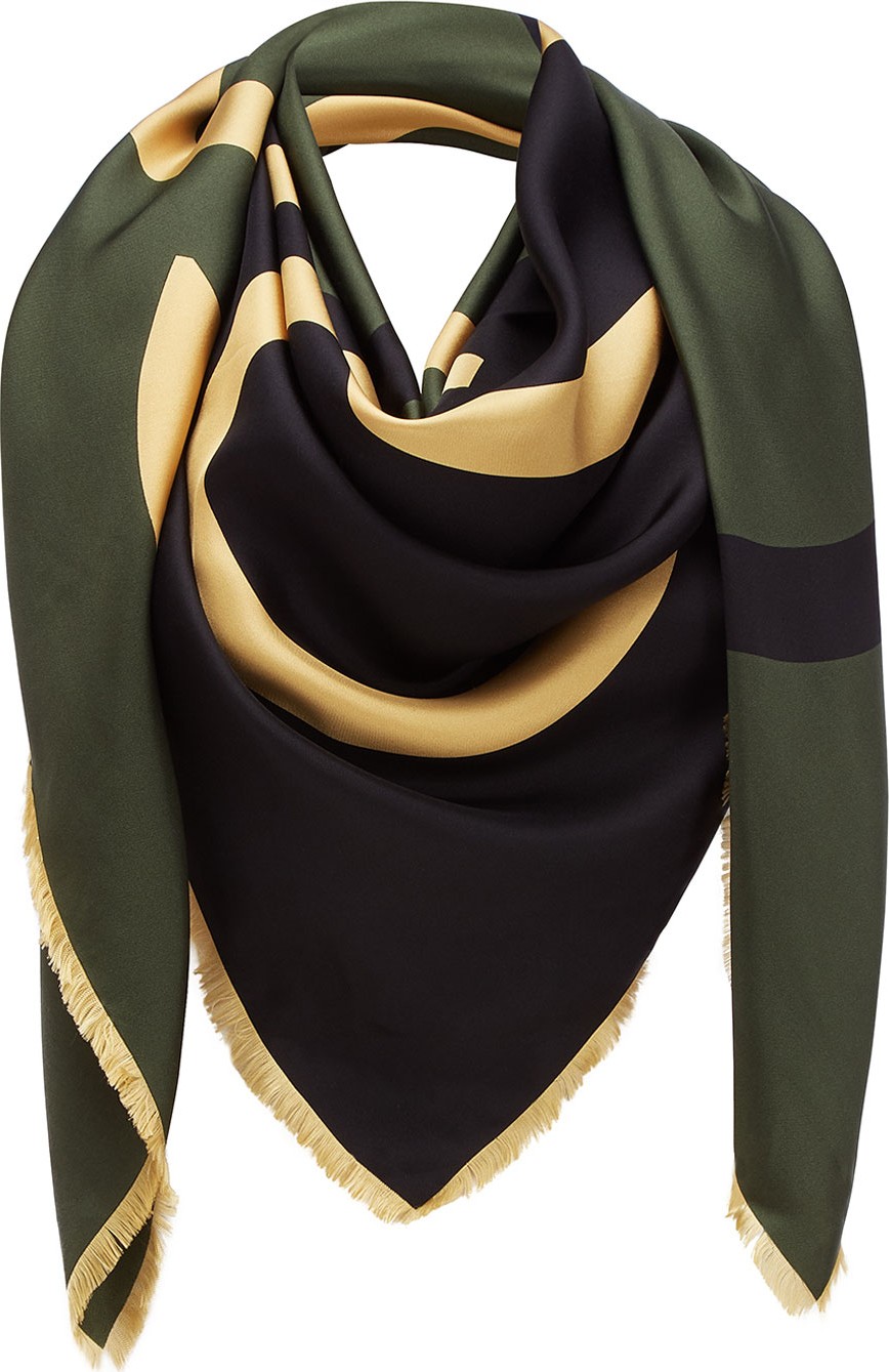 LOEWE Colorblock Giant Anagram Silk Scarf