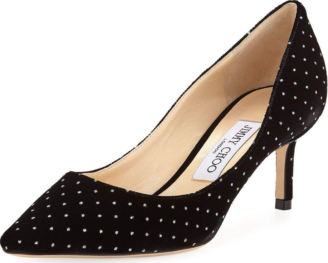 Jimmy Choo Romy 60mm Glitter Spotted Velvet Pump