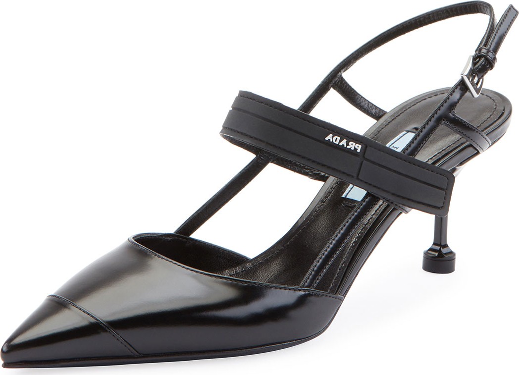 Prada Colorblock Leather Slingback Pump