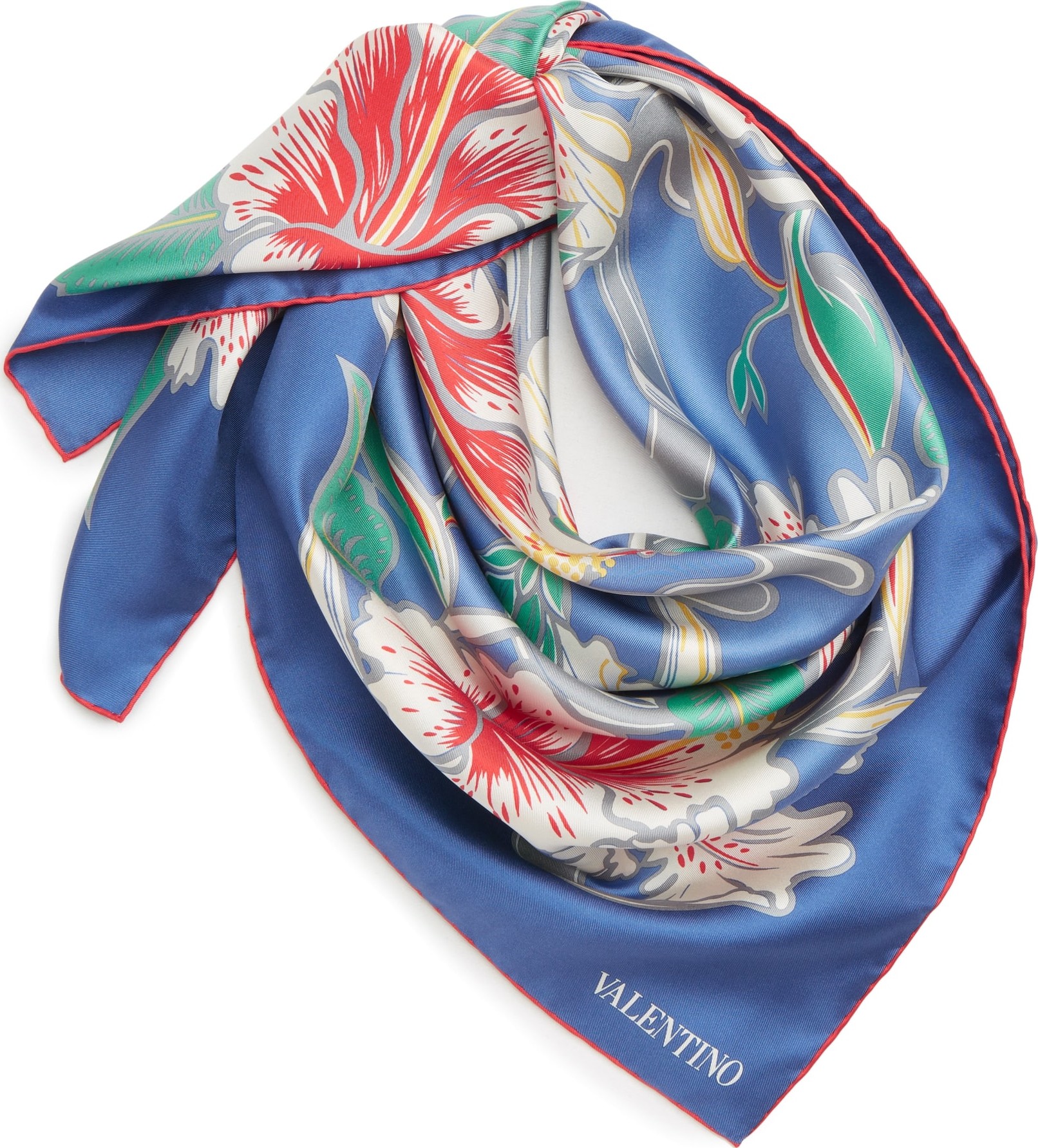 Valentino Hibiscus Silk Scarf