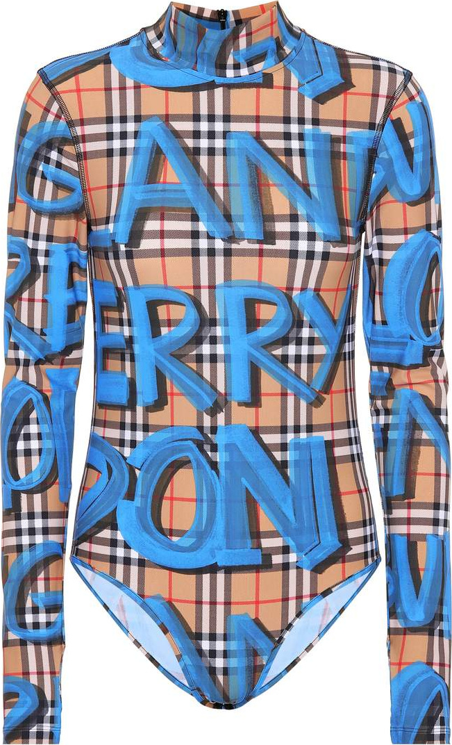 Burberry London England Graffiti Check jersey bodysuit