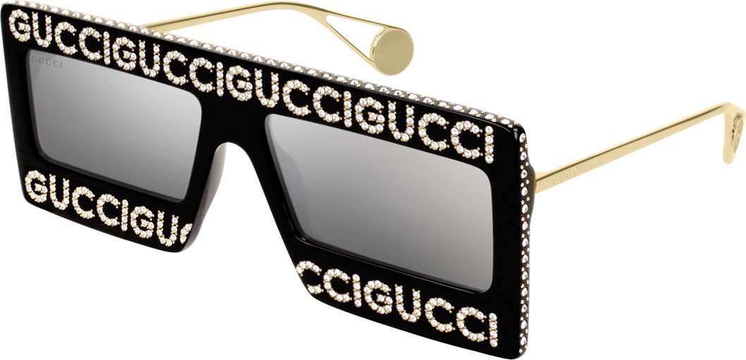 Gucci Crystal Logo Shield Sunglasses
