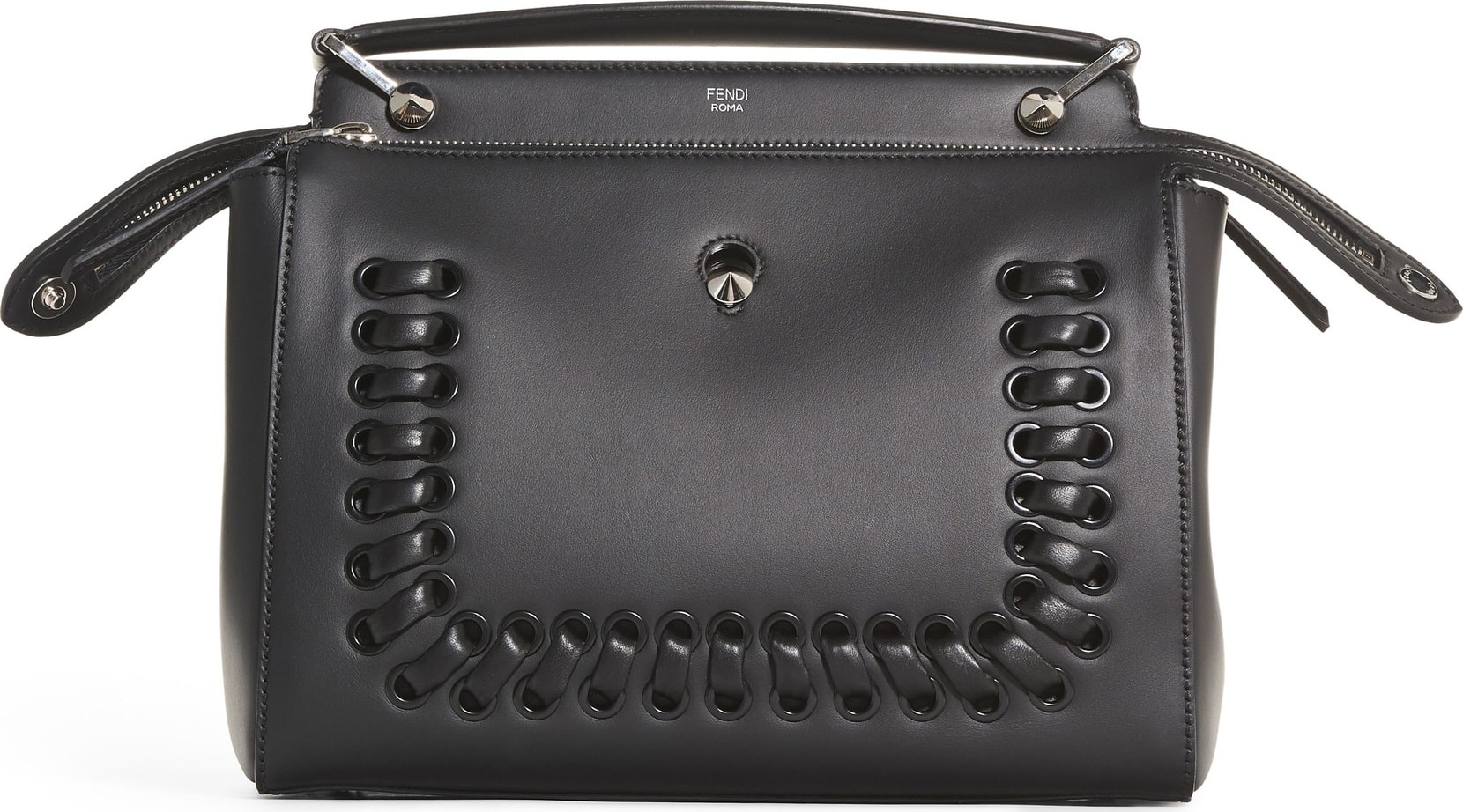 Fendi 'DOTCOM' Lace-Up Leather Satchel