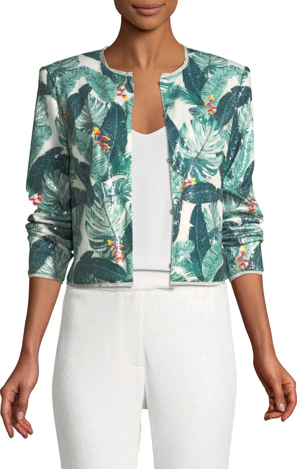 Rachel Zoe Aliza Sequin Palm-Print Jacket