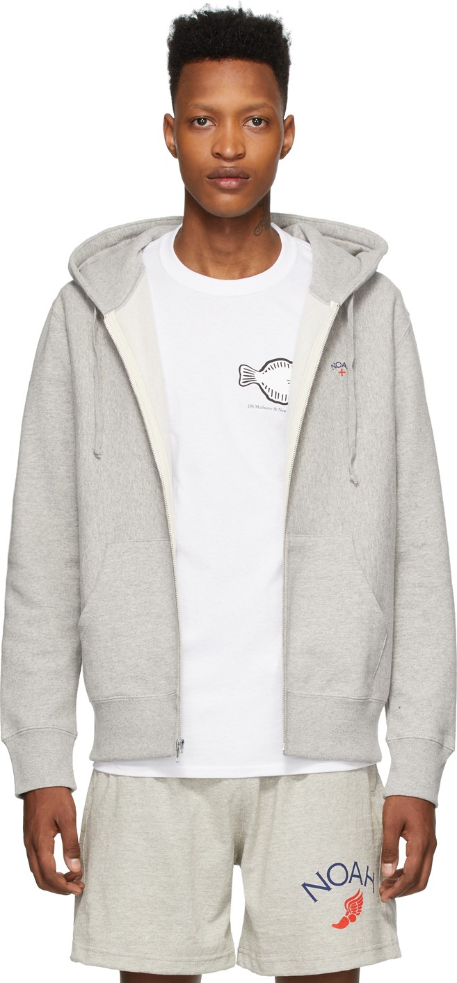 Noah NYC Grey Lightweight Zip Hoodie