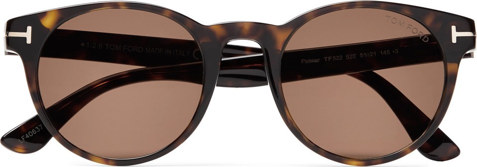 TOM FORD Palmer Round-Frame Tortoiseshell Acetate Sunglasses