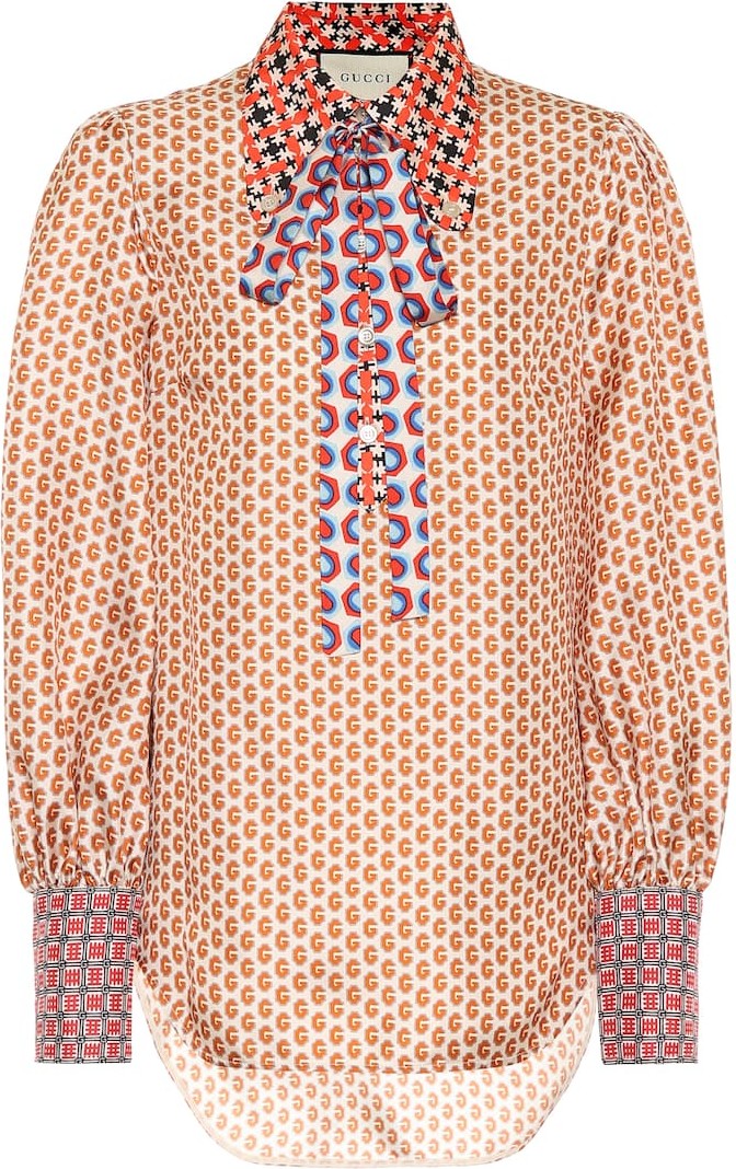 Gucci Patchwork printed silk blouse