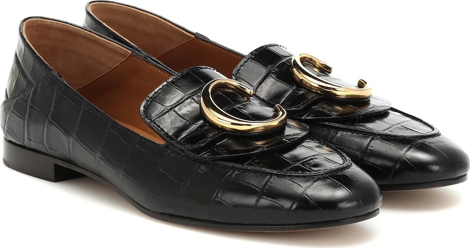 Chloe Chloé embossed leather loafers