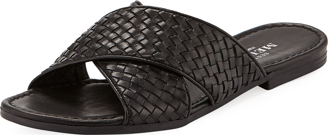 Sesto Meucci Nera Flat Woven Napa Leather Slide Sandal