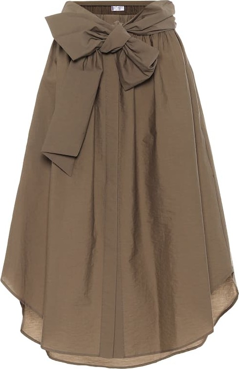 Brunello Cucinelli Cotton-blend midi skirt