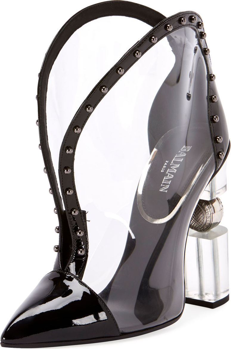 Balmain Isis Domed Clear Studded Bootie