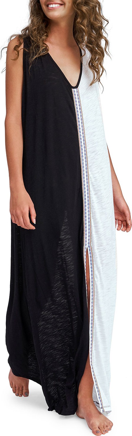 Pitusa Lara Two-Tone Split-Front Coverup Maxi Dress