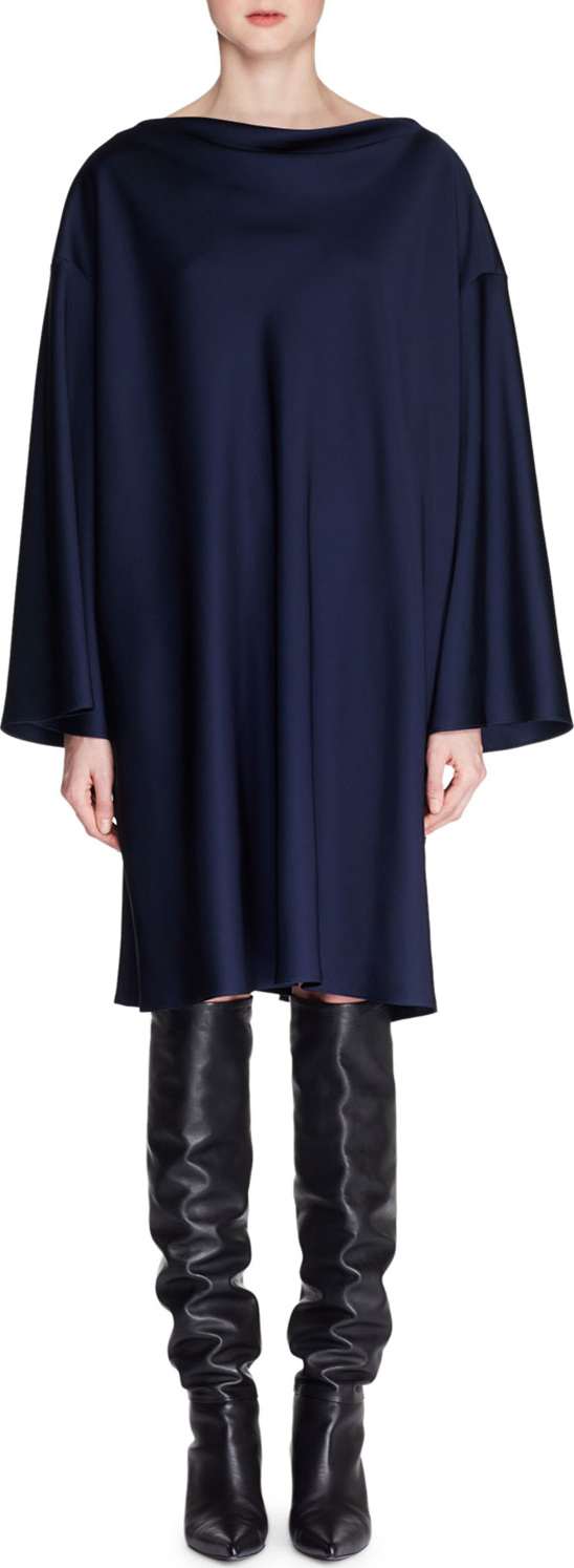 THE ROW Harper High-Neck Long-Sleeve Shift Dress