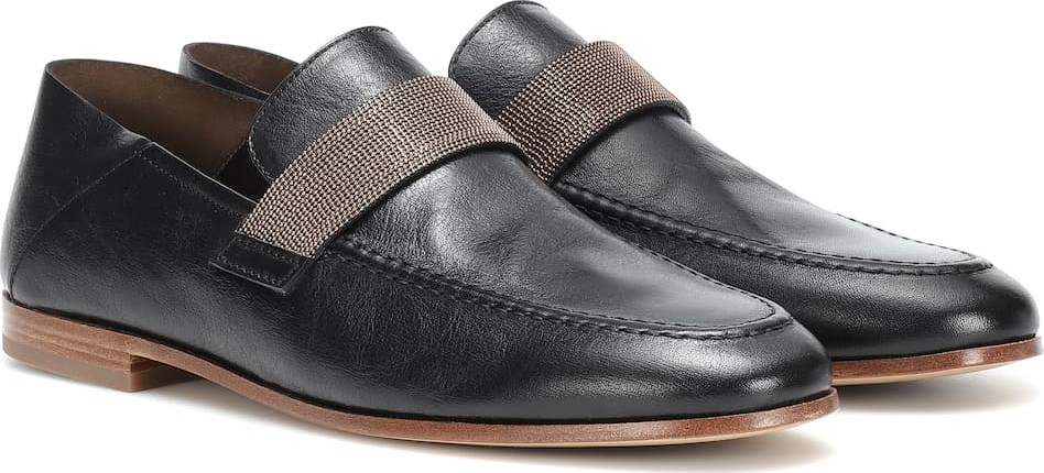 Brunello Cucinelli Embellished leather loafers