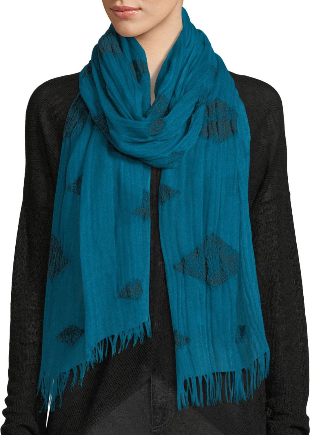 Eileen Fisher Floating Diamond Jacquard Tencel/Organic Cotton Scarf