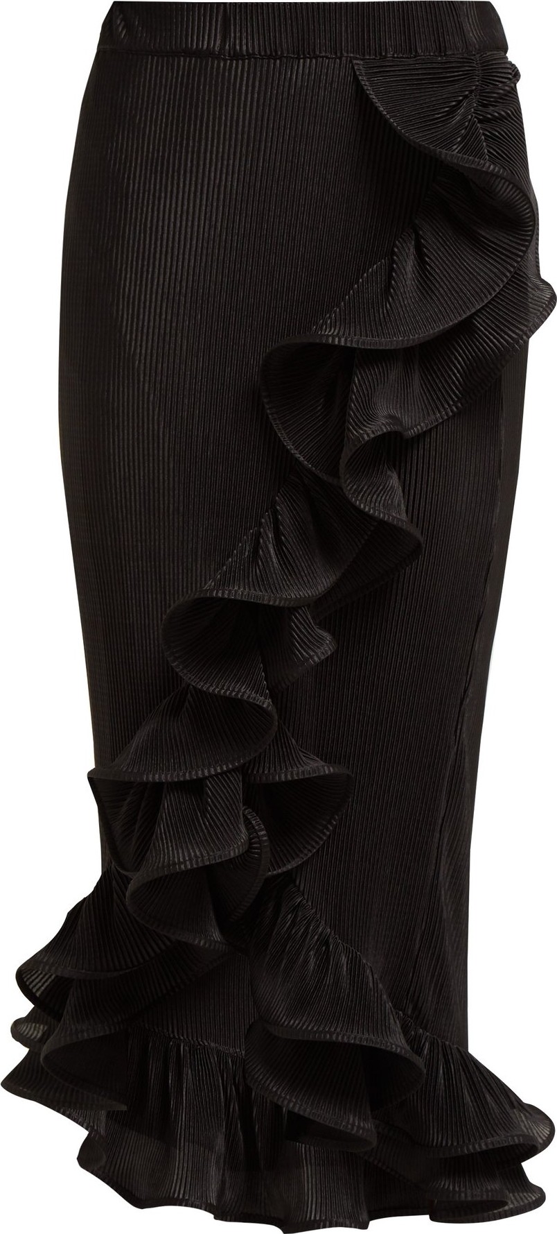 Romance Was Born Bloom ruffled plissé midi skirt