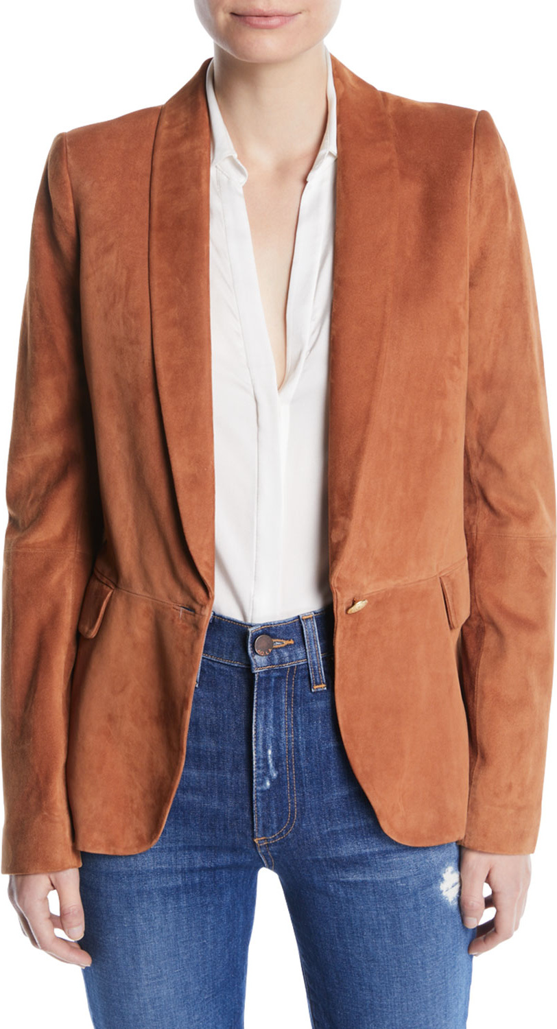 Alice + Olivia Macey Suede Shawl-Collar Blazer