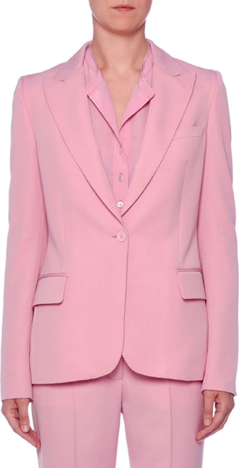 Stella McCartney One-Button Peak-Lapel Classic Wool Blazer