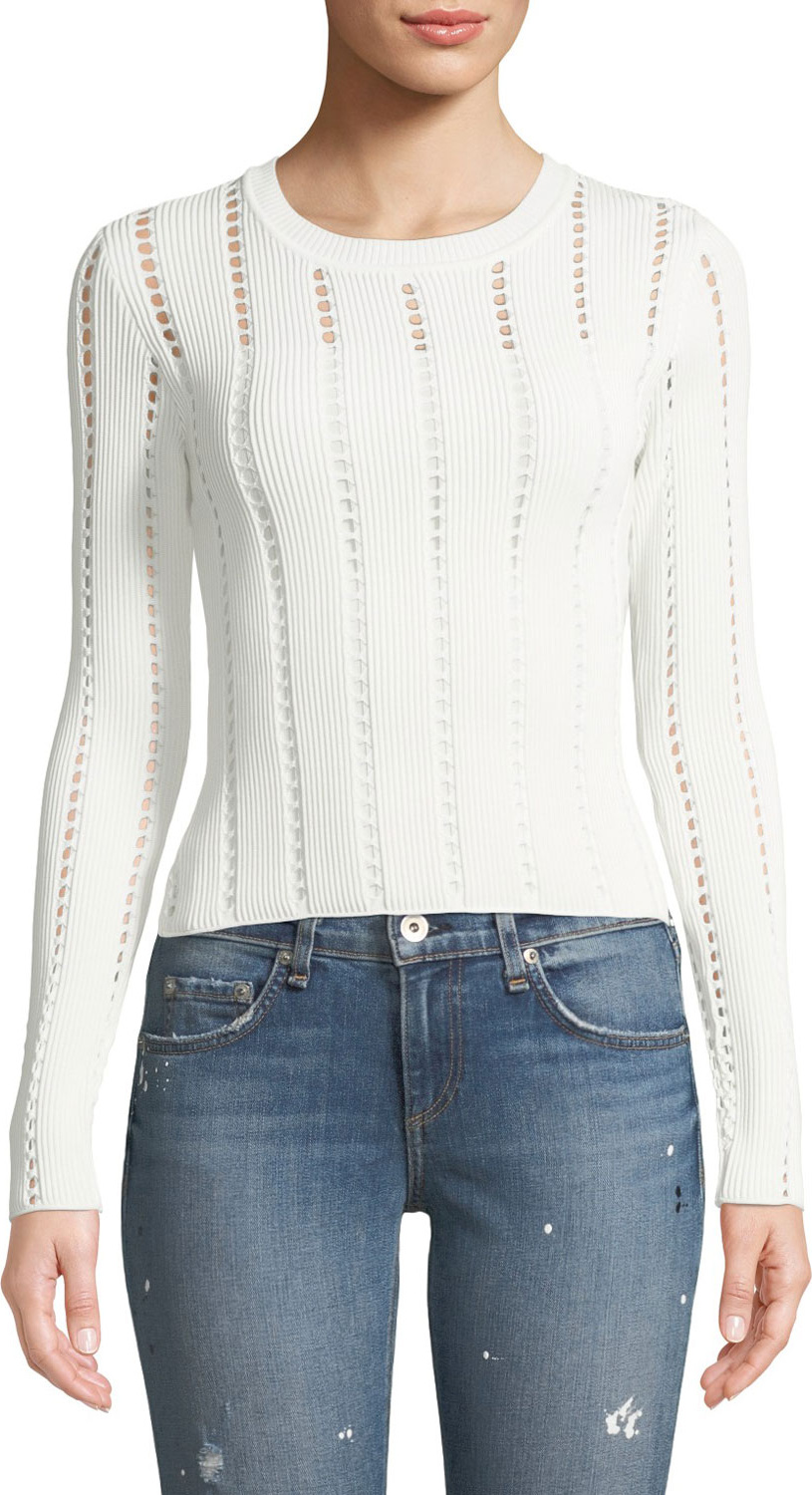 Bailey 44 Siberian Pointelle Knit Ribbed Sweater