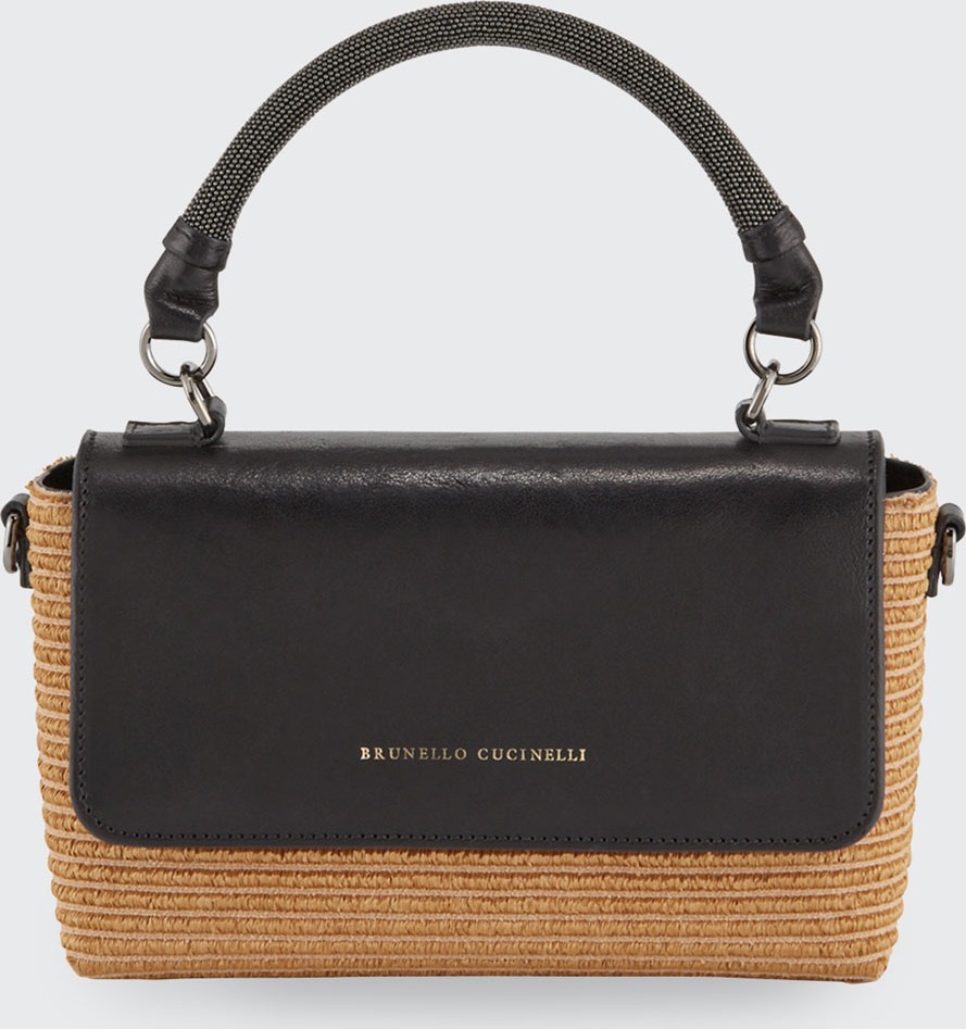 Brunello Cucinelli Raffia Top-Handle Crossbody Bag